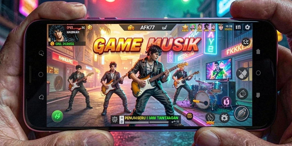 Screenshot AFK77 menampilkan gameplay seru dengan lagu-lagu menarik.