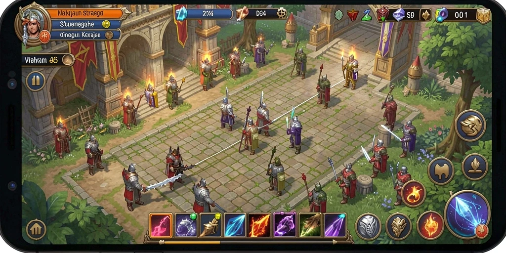 Gameplay D73 yang mendebarkan dengan strategi membangun kerajaan.