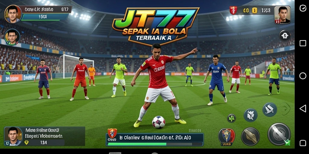 Tampilan gameplay JT777 yang seru dan mendebarkan saat bermain sepak bola.