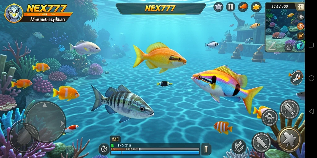 Screenshot gameplay NEX777 menampilkan keseruan berburu ikan.