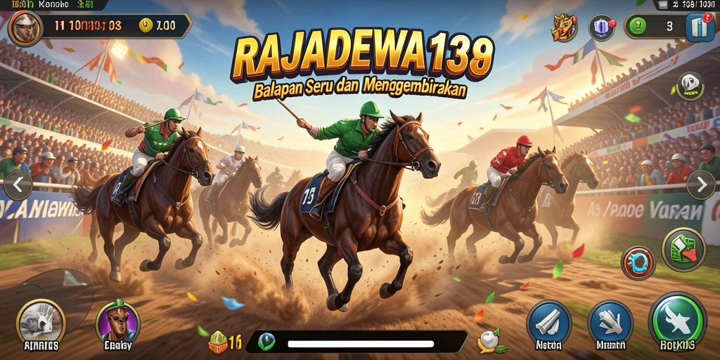 Tampilan gameplay RAJADEWA138 saat balapan cepat.