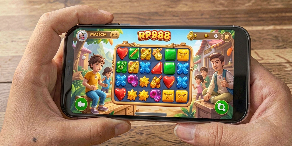 Tampilan gameplay RP888 yang seru dalam kategori Match-3.